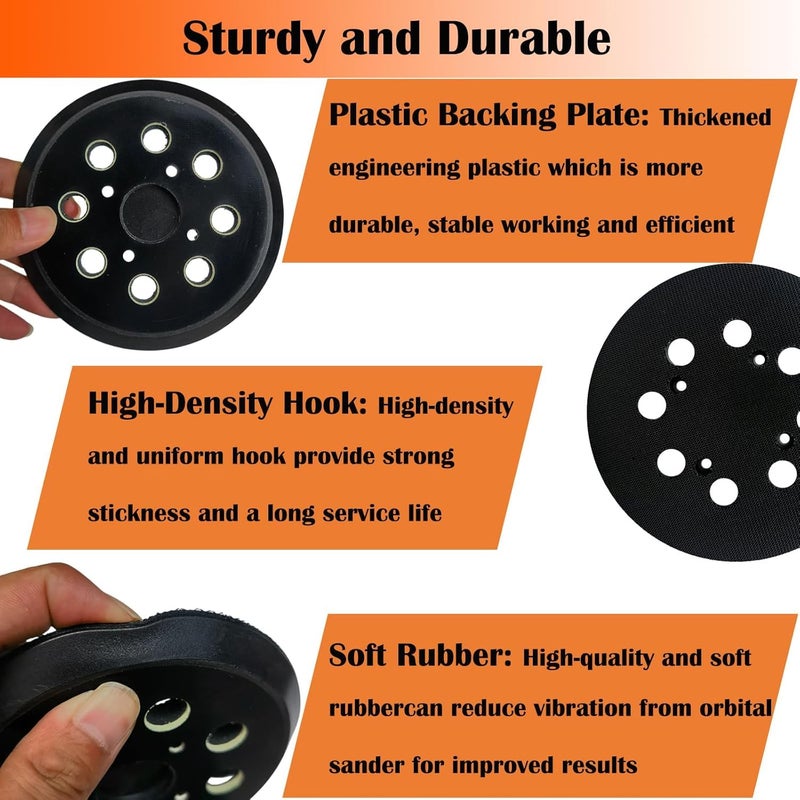 Tockrop 5" Hook and Loop Sander Pad for Ridgid R2600, R2601 Random Orbit Sanders -5 Inch 8 Hole Replacement Sanding Pad for Part Number 300527002 - with Extra Hard Backing - 1 Pack - Image 3